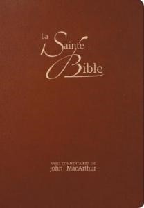 Bible NEG MacArthur, onglets, simili-cuir brun, souple, tranche blanche