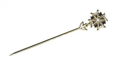 Croix huguenote épingle doré, émail, 3 tons, 10mm