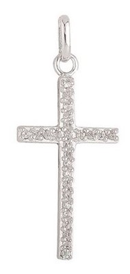 Croix argent strass