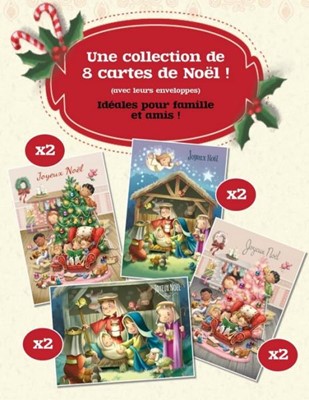 Lot de 8 cartes de Noël avec enveloppes