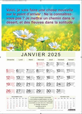 Calendrier Vivre aujourd'hui mural 2024