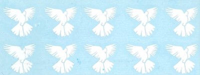 Planche de 12 colombes blanches de 2 cm