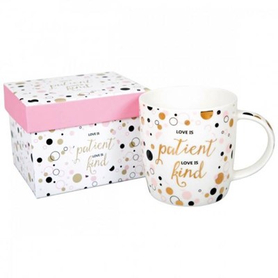 Tasse love is patient, love is kind" dans sa boite cadeau