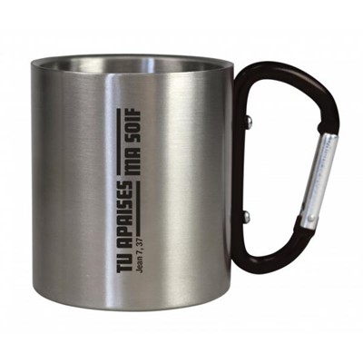 Tasse camping avec mousqueton noir