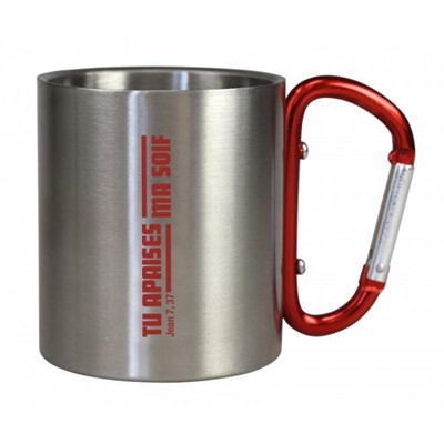 Tasse camping avec mousqueton rouge