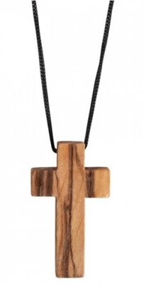 Collier 60 cm avec petite croix en bois d'olivier