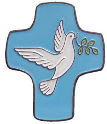 Croix céramique colombe avec rameau