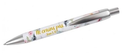 Stylo à bille avec motif roses et le texte: "Ne crains pas."