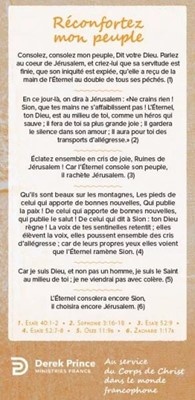 Carte de proclamation "Réconfortez mon peuple"