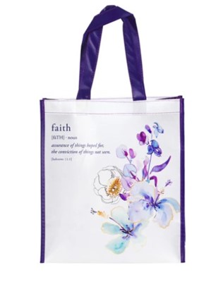 Tote bag faith fleurs violet