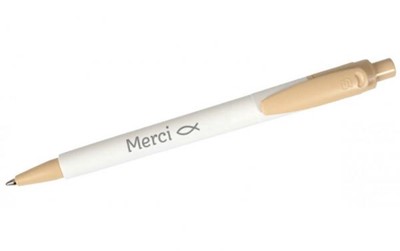 Stylo Ichtus "Merci" couleur crème