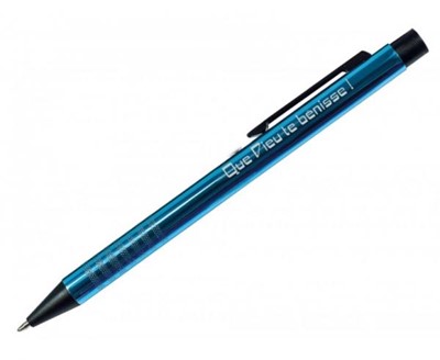 Stylo à bille métalisé "Bénédiction" bleu