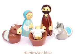 Crêche tournée Marie bleue