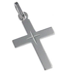 Pendentif croix lisse argent 925%- rhodié 20 mm