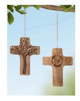Lot de 2 croix en bois Mango-motive Arbre vie
