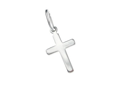 Pendentif croix lisse argent 925%- rhodié 10 mm  0.9x2 cm