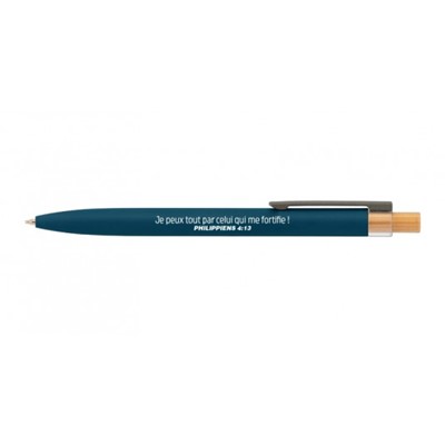 Stylo alu Dana bleu "Je peux tout par celui qui me fortifie !" - Phil. 4.13