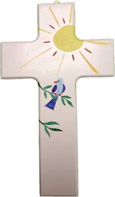 Croix en bois soleil-oiseau