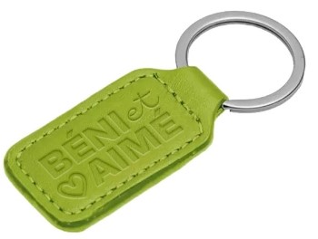 Porte-clés en simili-cuir Béni et aimé vert