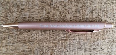 Stylo cuivre rose Psaume 16.11