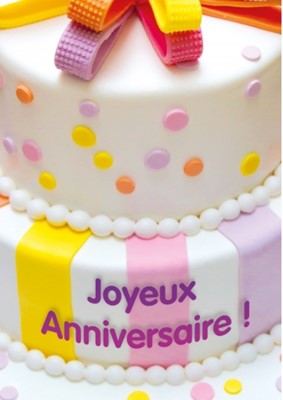 Carte Double Anniversaire Gateau avec décorations multicolores