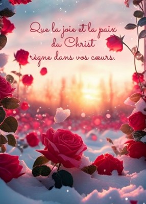 Carte postale citation roses dans la neige