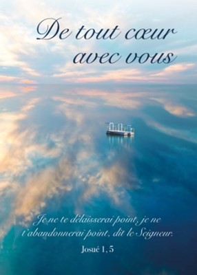 Carte postale condoléances avec verset ponton sur une étendue d'eau calme