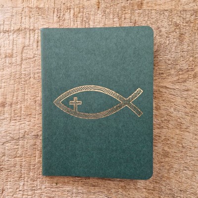 Petit carnet vert avec ichtus