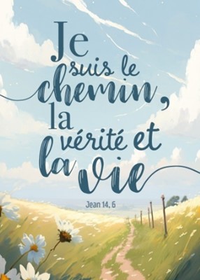 Carte postale avec verset paysage dessiné