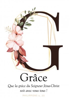 Carte postale avec verset Lettre G - Grâce