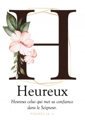 Carte postale avec verset Lettre H - Heureux