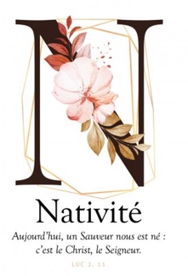 Carte postale avec verset Lettre N - Nativité
