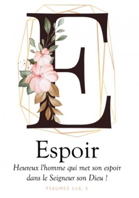 Carte postale avec verset Lettre E - Espoir