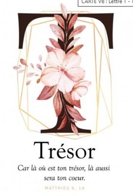 Carte postale avec verset Lettre T - Trésor