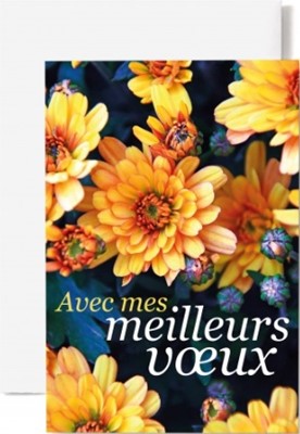 Carte double verset massif de fleurs jaunes