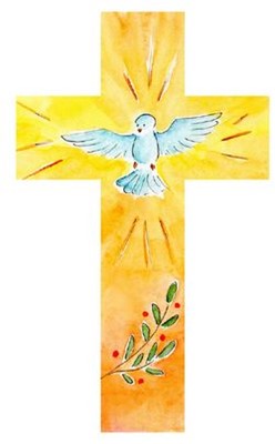 Croix en bois : colombe, olivier