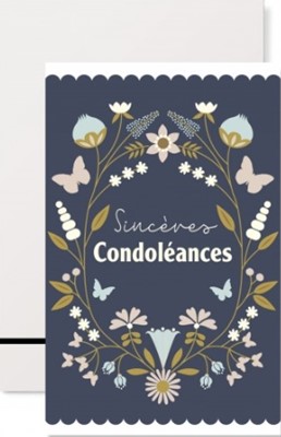 Mignonnette condoléances fleurs sur fond noir