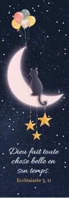 Marque-pages dessin de chat sur la lune