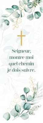 Marque-pages croix et branches vertes et dorées