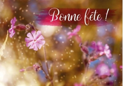 Mini carte Fleurs violettes sur fond moucheté