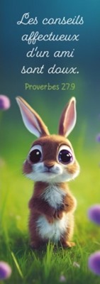 Marque-pages petit lapin debout dans l'herbe