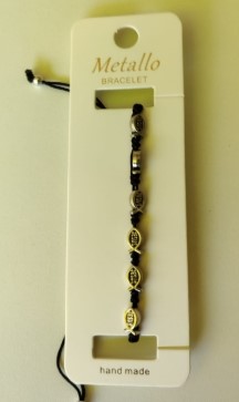 Bracelet 10 ichthus sur cordelette noir