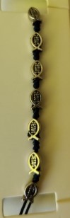 Bracelet 10 ichthus sur cordelette bleu