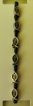 Bracelet 10 ichthus sur cordelette vert clair