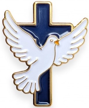 Pin's croix et colombe