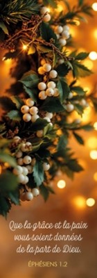 Marque-pages branche de houx et lumières de Noël