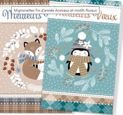 Lot 5 mignonnettes Bonne Année animaux et motifs floraux