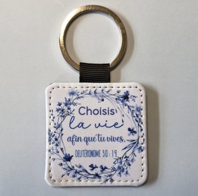 Porte-clés fleurs bleue