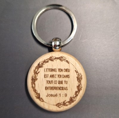 Porte-clés bois,  couronne olivier
