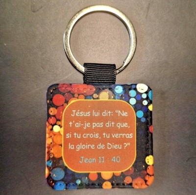 Porte-cles noir bulles multicolores